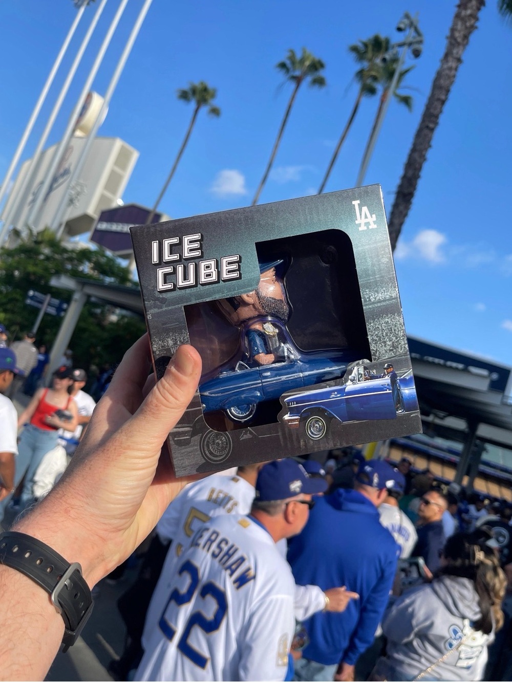 Ice Cube LA Dodgers Bobblehead Blue Lowrider Collectible